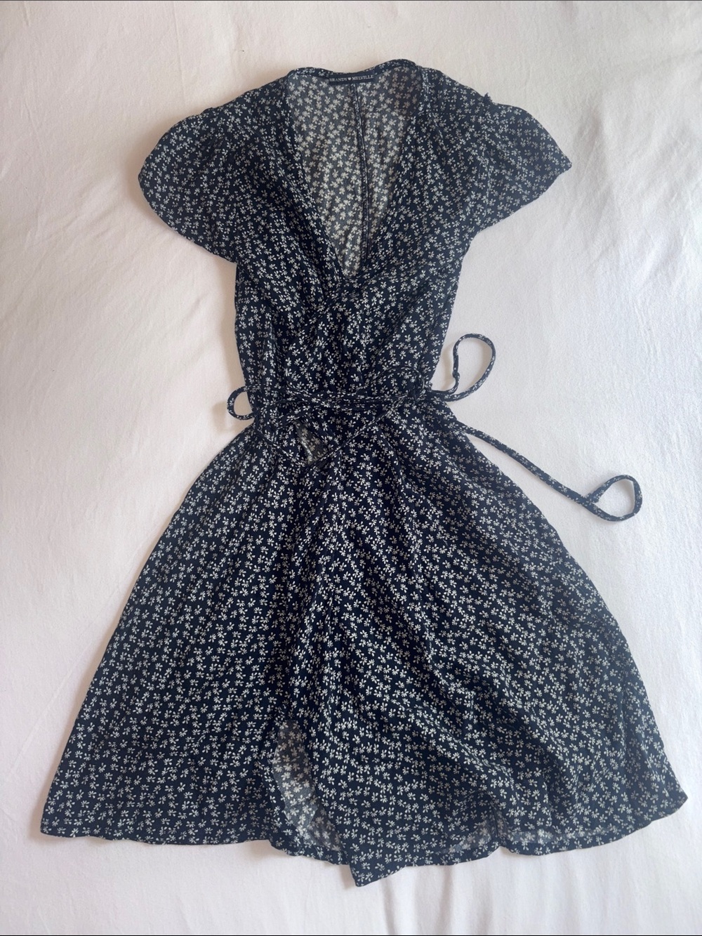 Brandy Melville Black Mini Floral Wrap Dress